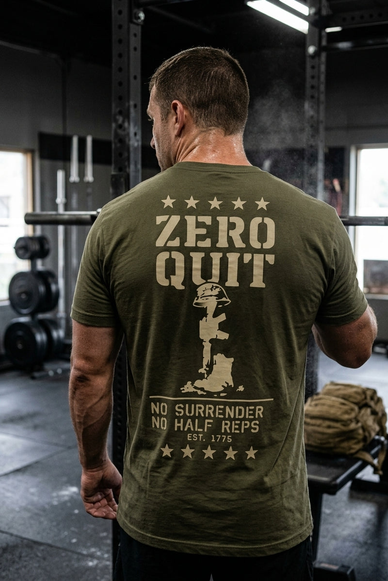 Man wearing the SkivvyFit Zero Quit Tee